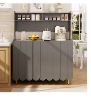 Grijs Keukendressoir met Open Planken & Gouden Poten – 151 cm