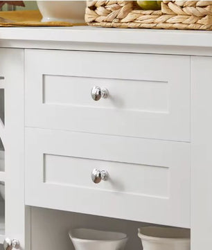 Wit Dressoir met Glazen Deuren & 2 Lades – Keukenkast 120 cm