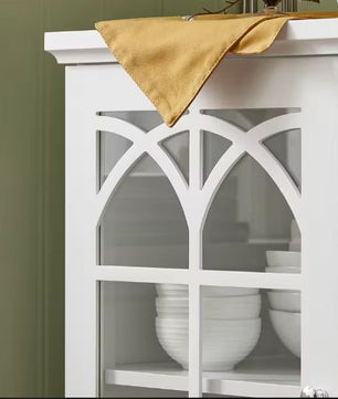 Wit Dressoir met Glazen Deuren & 2 Lades – Keukenkast 120 cm