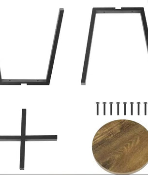 Set van 2 Industriële Eetkamerkrukken – Houtlook & Zwart Metaal