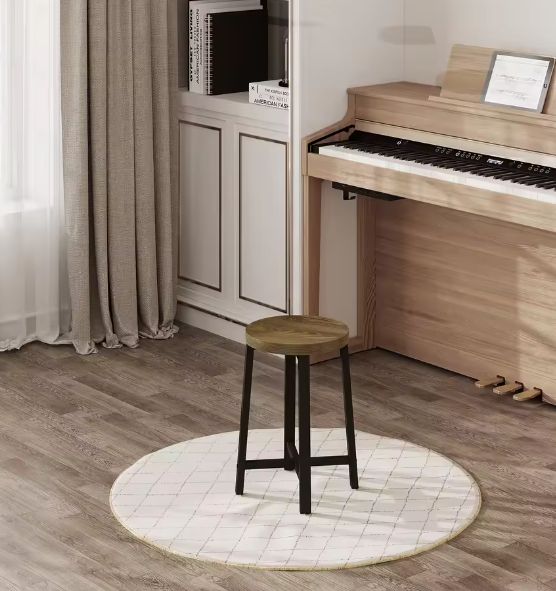 Set van 2 Industriële Eetkamerkrukken – Houtlook & Zwart Metaal