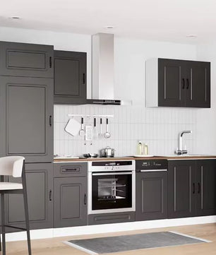 7-delige Keukenkastenset – Zwart Houtlook & Wandkasten