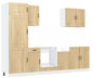 7-delige Keukenkastenset – Zwart Houtlook & Wandkasten