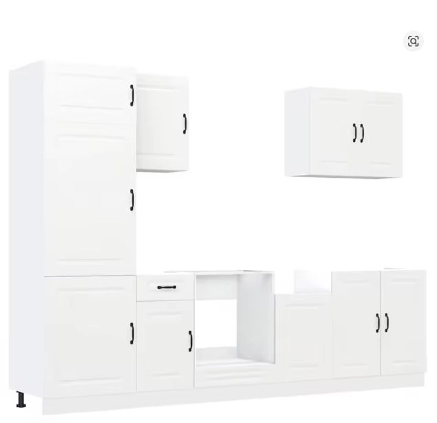 7-delige Keukenkastenset – Zwart Houtlook & Wandkasten