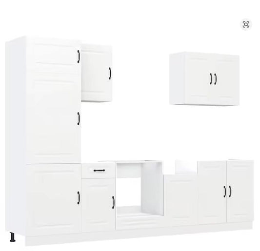 7-delige Keukenkastenset – Zwart Houtlook & Wandkasten