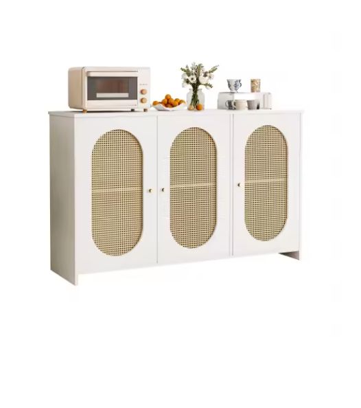 Modern Rotan Dressoir – 3 Deuren, Vintage Look & Opbergruimte
