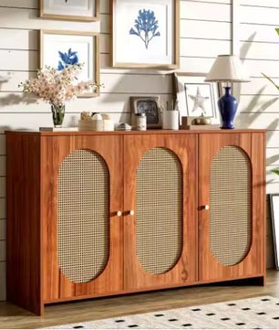 Modern Rotan Dressoir – 3 Deuren, Vintage Look & Opbergruimte