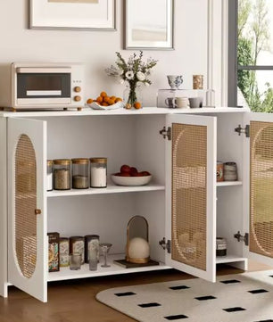Modern Rotan Dressoir – 3 Deuren, Vintage Look & Opbergruimte