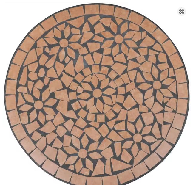 3-delige Keramische Terracotta Bistroset – Ijzeren Frame & Duurzaam voor Tuin en Balkon