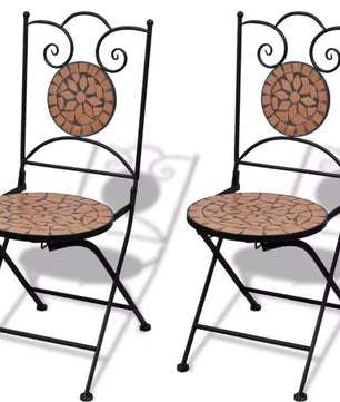 3-delige Keramische Terracotta Bistroset – Ijzeren Frame & Duurzaam voor Tuin en Balkon