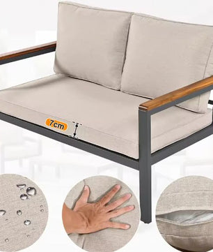 8-delige Tuinmeubelset – Metalen Frame & Acaciahouten Details