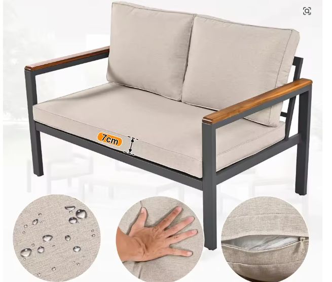 8-delige Tuinmeubelset – Metalen Frame & Acaciahouten Details