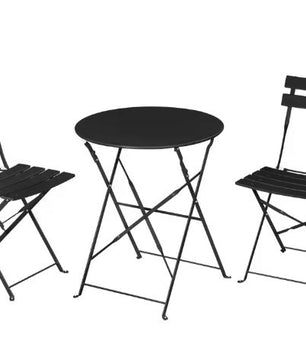 3-delige Opvouwbare Bistroset – Ronde Tafel & 2 Stoelen