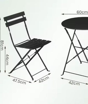 3-delige Opvouwbare Bistroset – Ronde Tafel & 2 Stoelen