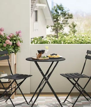3-delige Opvouwbare Bistroset – Ronde Tafel & 2 Stoelen