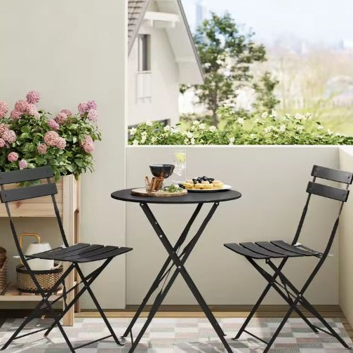 3-delige Opvouwbare Bistroset – Ronde Tafel & 2 Stoelen