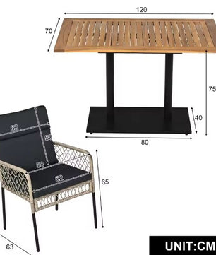 5-delige Eettafelset voor Buiten – Acaciahout & Polyrattan, 4 Personen