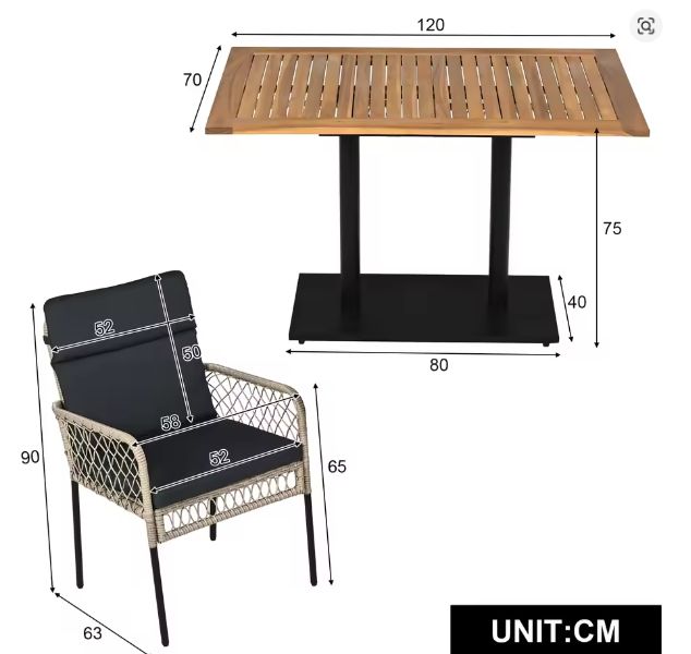 5-delige Eettafelset voor Buiten – Acaciahout & Polyrattan, 4 Personen