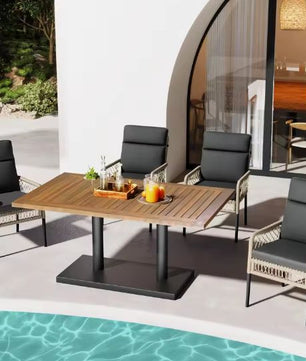5-delige Eettafelset voor Buiten – Acaciahout & Polyrattan, 4 Personen