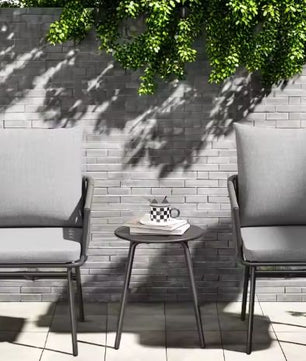 3-delige Rotan Bistroset – Tuinstoelen & Tafel met Kussens
