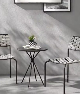 3-delige Polyrotan Bistroset – Stapelbare Stoelen & Tafel