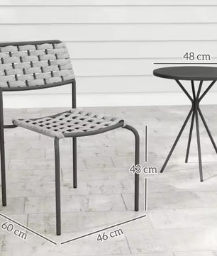 3-delige Polyrotan Bistroset – Stapelbare Stoelen & Tafel