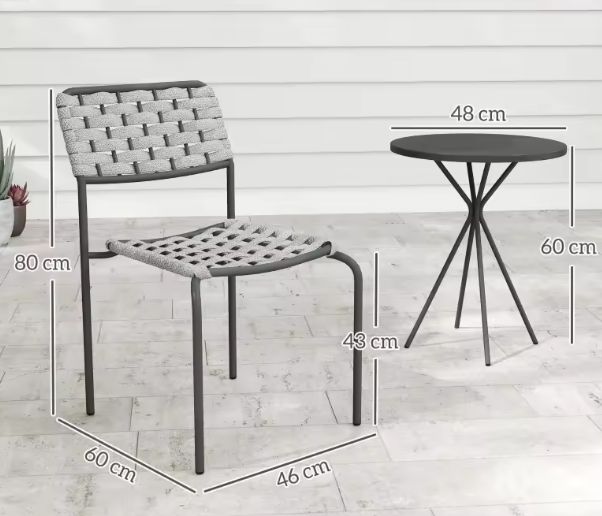 3-delige Polyrotan Bistroset – Stapelbare Stoelen & Tafel