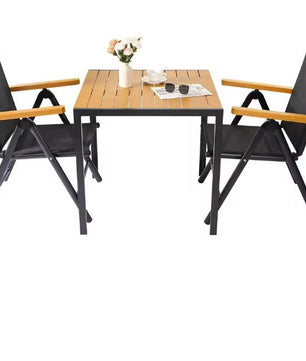 3-delige Aluminium Balkonset – Klapstoelen & WPC Tuintafel