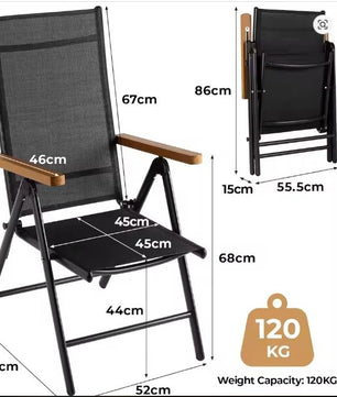 3-delige Aluminium Balkonset – Klapstoelen & WPC Tuintafel