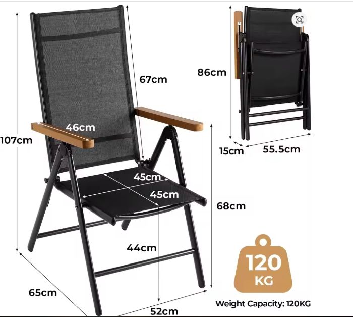 3-delige Aluminium Balkonset – Klapstoelen & WPC Tuintafel