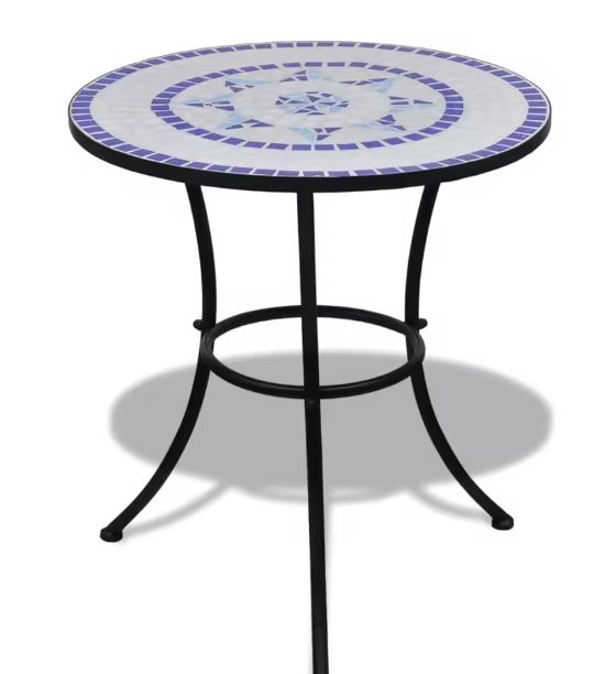 3-delige Bistroset – Keramisch Mozaïek Blauw/Wit Tuinset