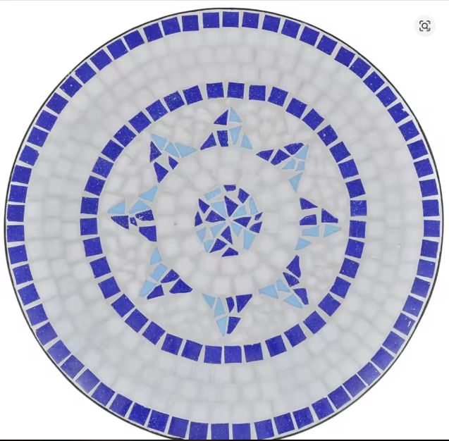3-delige Bistroset – Keramisch Mozaïek Blauw/Wit Tuinset