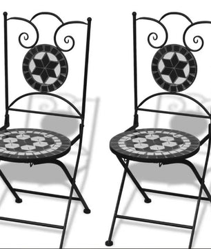 3-delige Bistroset – Tuinset met Zwart/Wit Keramiek Design