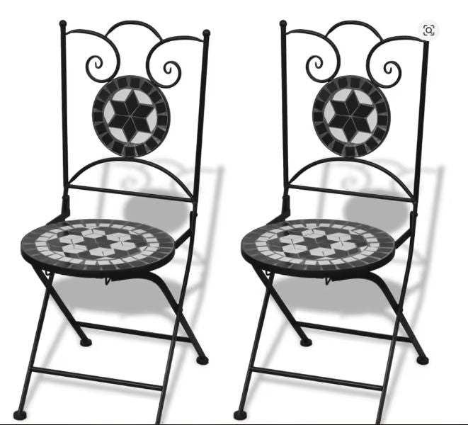 3-delige Bistroset – Tuinset met Zwart/Wit Keramiek Design