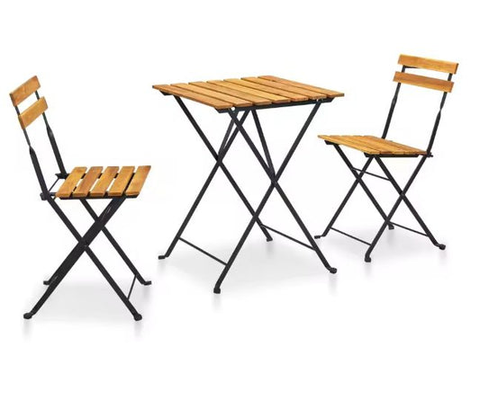 3-delige Opvouwbare Bistroset – Acaciahout & Staal voor Buiten