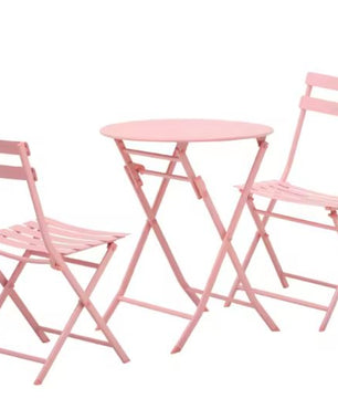 Tuin Bistroset 3-delig – Opvouwbare Roze Tafel & Stoelen