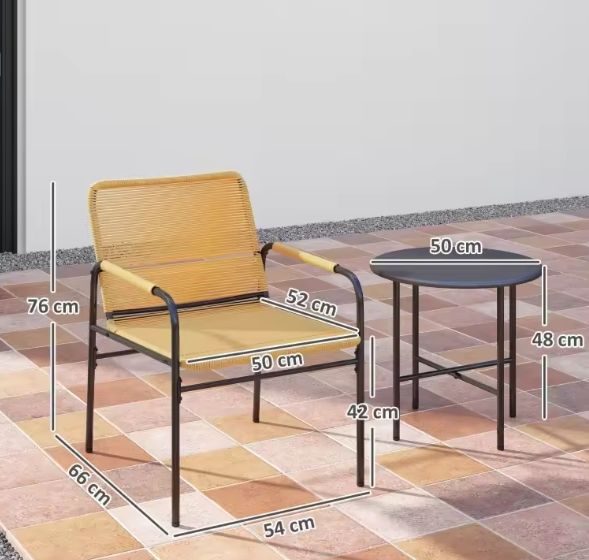 3-delige Rotan Bistroset – Tuinmeubelset met Tafel & Stoelen
