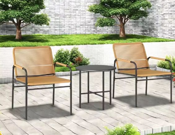 3-delige Rotan Bistroset – Tuinmeubelset met Tafel & Stoelen