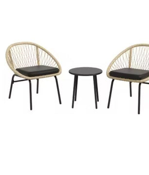 3-Delige Rotan Tuinset – Tafel en 2 Stoelen met Kussens, Weerbestendig & Comfortabel