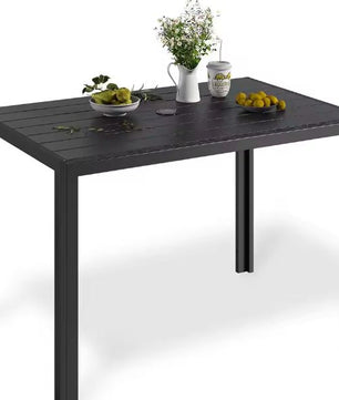 Weerbestendige Tuintafel met Parasolgat – Aluminium & WPC, Rechthoekig 110x70 cm