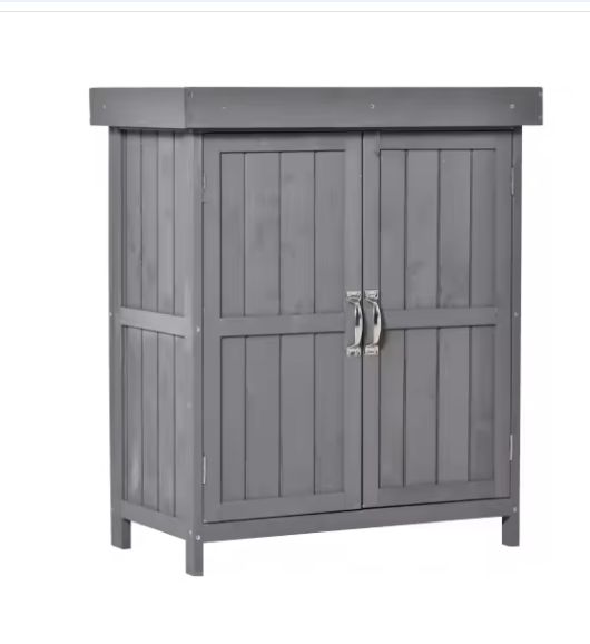 Tuinkast van Dennenhout – Weerbestendige Opbergkast met Dubbele Deur & 2 Vakken, 74x43x88 cm