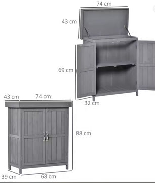 Tuinkast van Dennenhout – Weerbestendige Opbergkast met Dubbele Deur & 2 Vakken, 74x43x88 cm