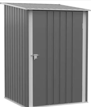 Tuinschuur 100x103x160 cm – Stalen Opbergkast met Kanteldak & Grote Deur, Grijs