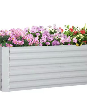 Verhoogde Plantenbak 180x90x59 cm – Stalen Kweekbak met Afvoerfunctie, Grijs