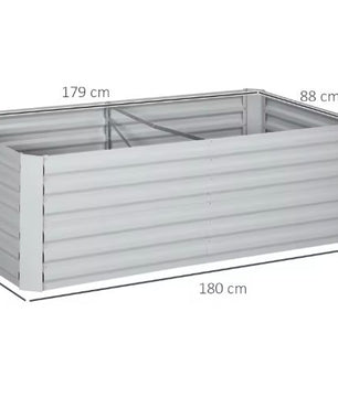 Verhoogde Plantenbak 180x90x59 cm – Stalen Kweekbak met Afvoerfunctie, Grijs