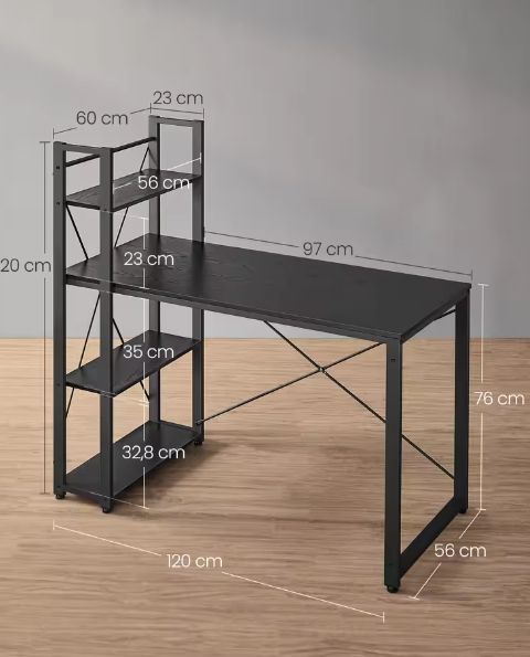 Verstelbaar Bureau met Wisselbare Planken – 120 cm Werkblad & Industrieel Design
