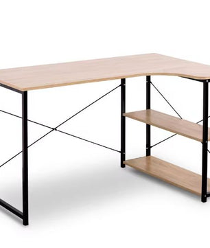 L-Vormig Hoekbureau met Planken – 120 cm Werkblad & Industrieel Design