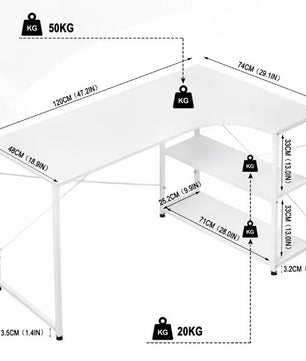 L-Vormig Hoekbureau met Planken – 120 cm Werkblad & Industrieel Design
