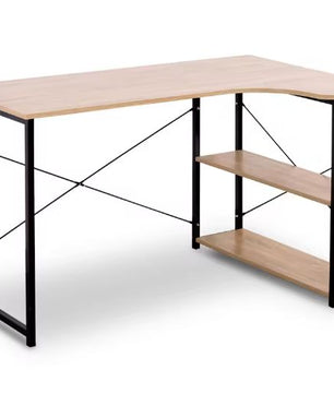 L-Vormig Hoekbureau met Planken – 120 cm Werkblad & Industrieel Design