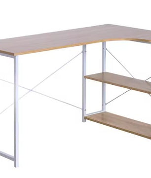 L-Vormig Hoekbureau met Planken – 120 cm Werkblad & Industrieel Design